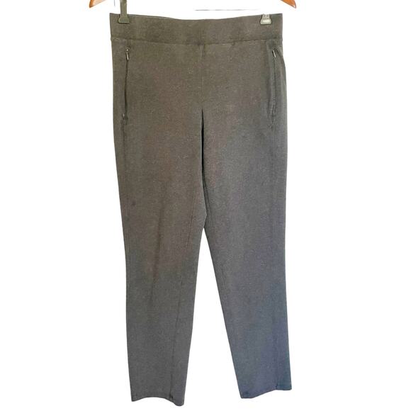 T by Talbots Gray Knit Pull On Straight Leg Pants Zippered Pockets SMALL Casual - Picture 1 of 6